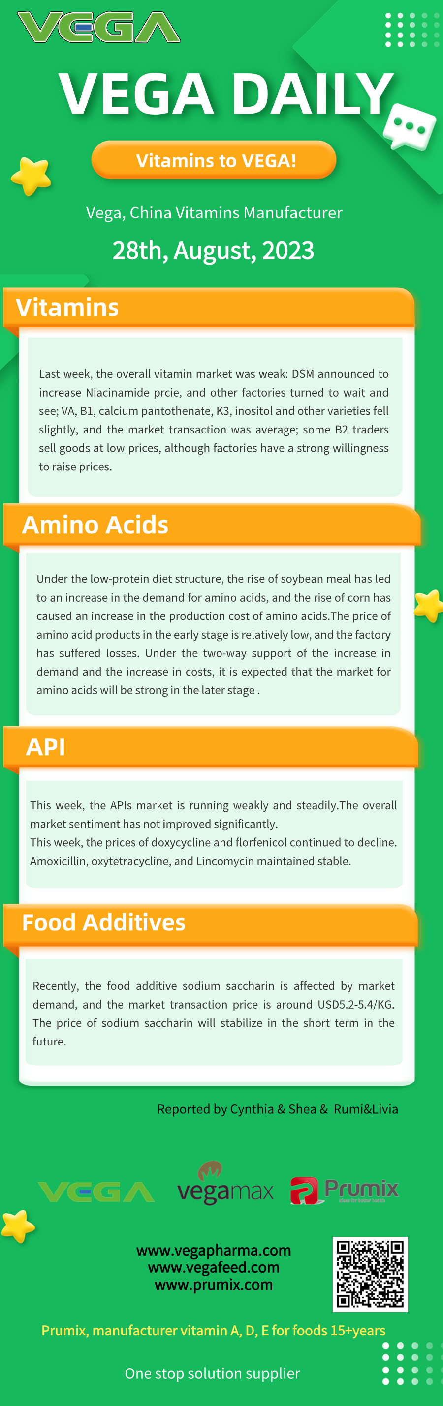 Vega Daily Dated on August  28th 2023 Vitamin Amino Acid API Food Additives.png